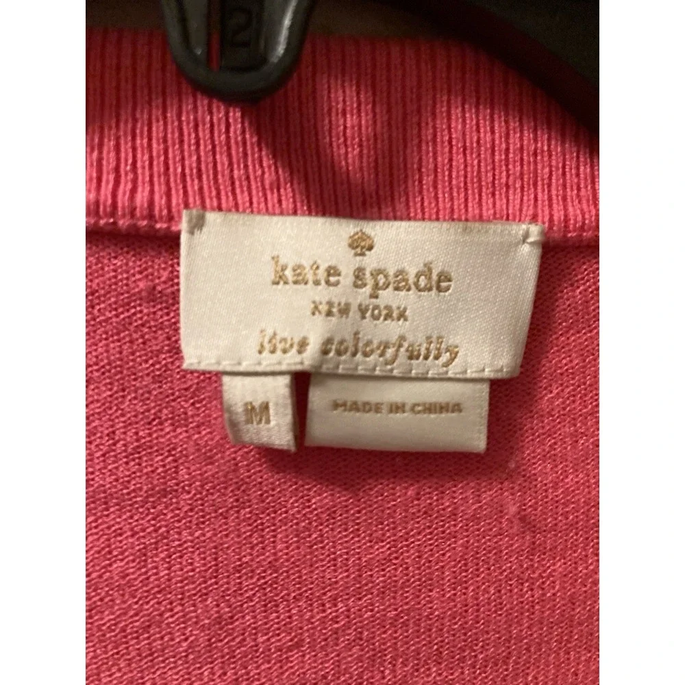 Kate Spade Cardigan Sweater Floral Cluster Havana Coral Beaded Silk Blend Sz M‎